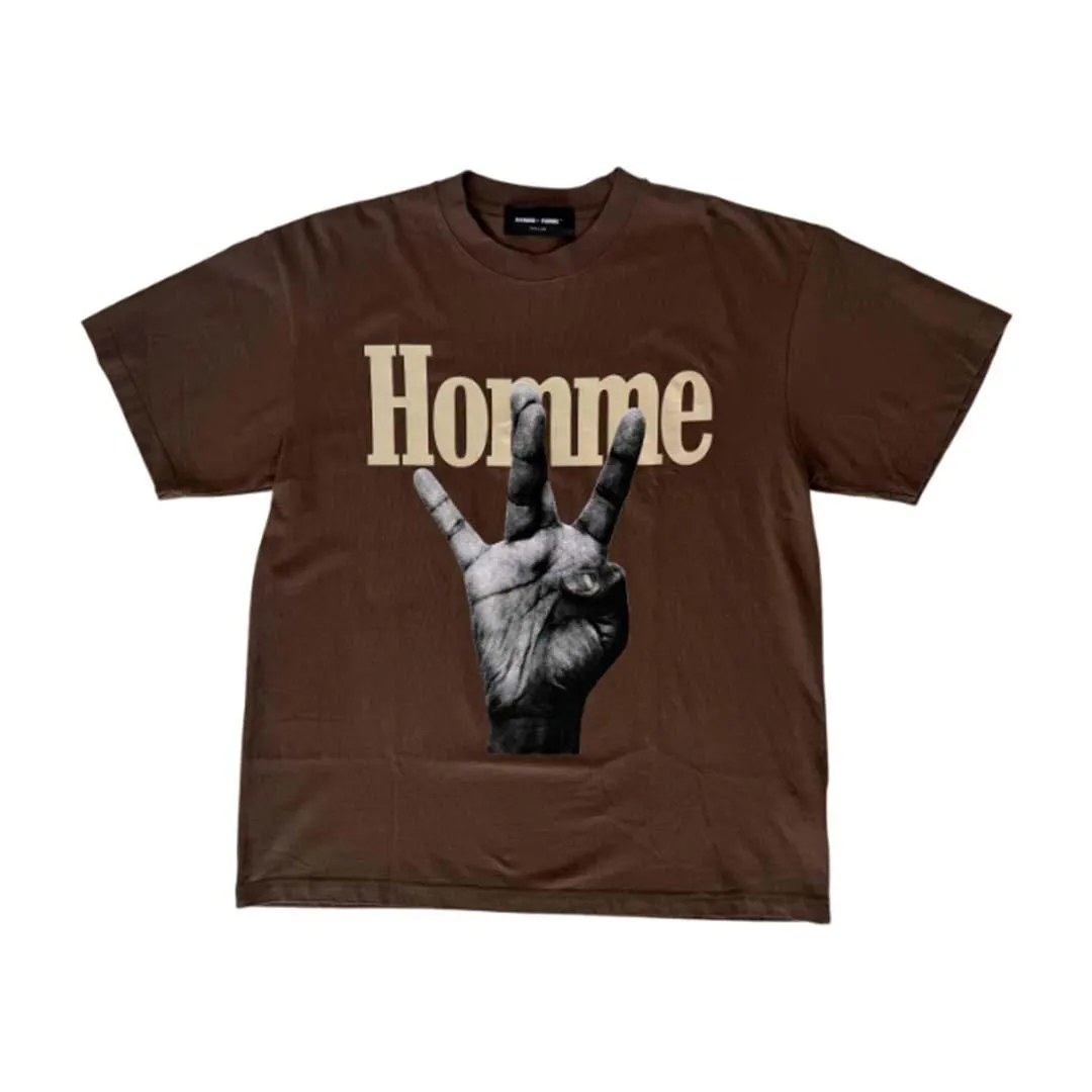Homme Femme Twisted Fingers Brown Bone Tee