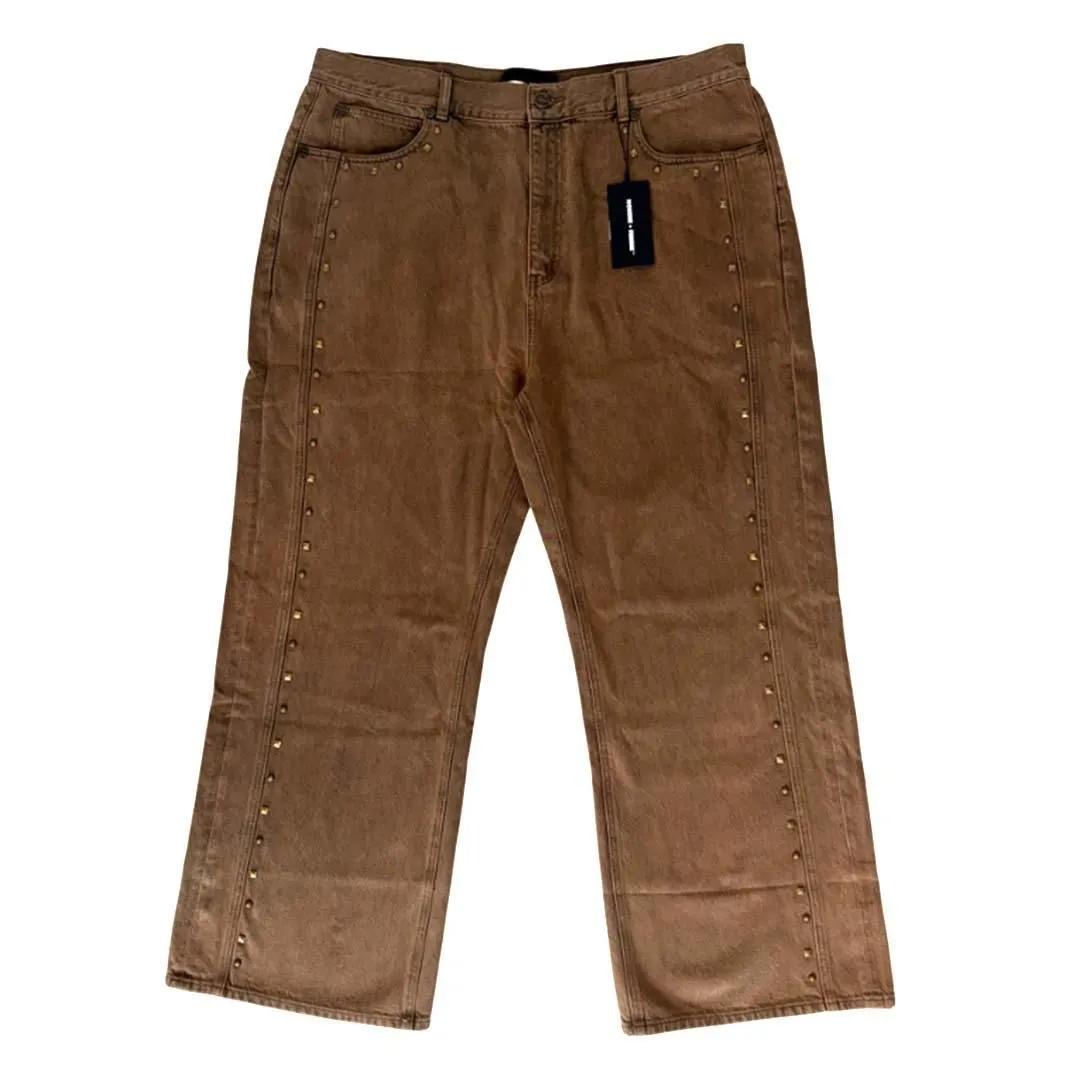 Homme Femme Studded Brown Denim Jeans