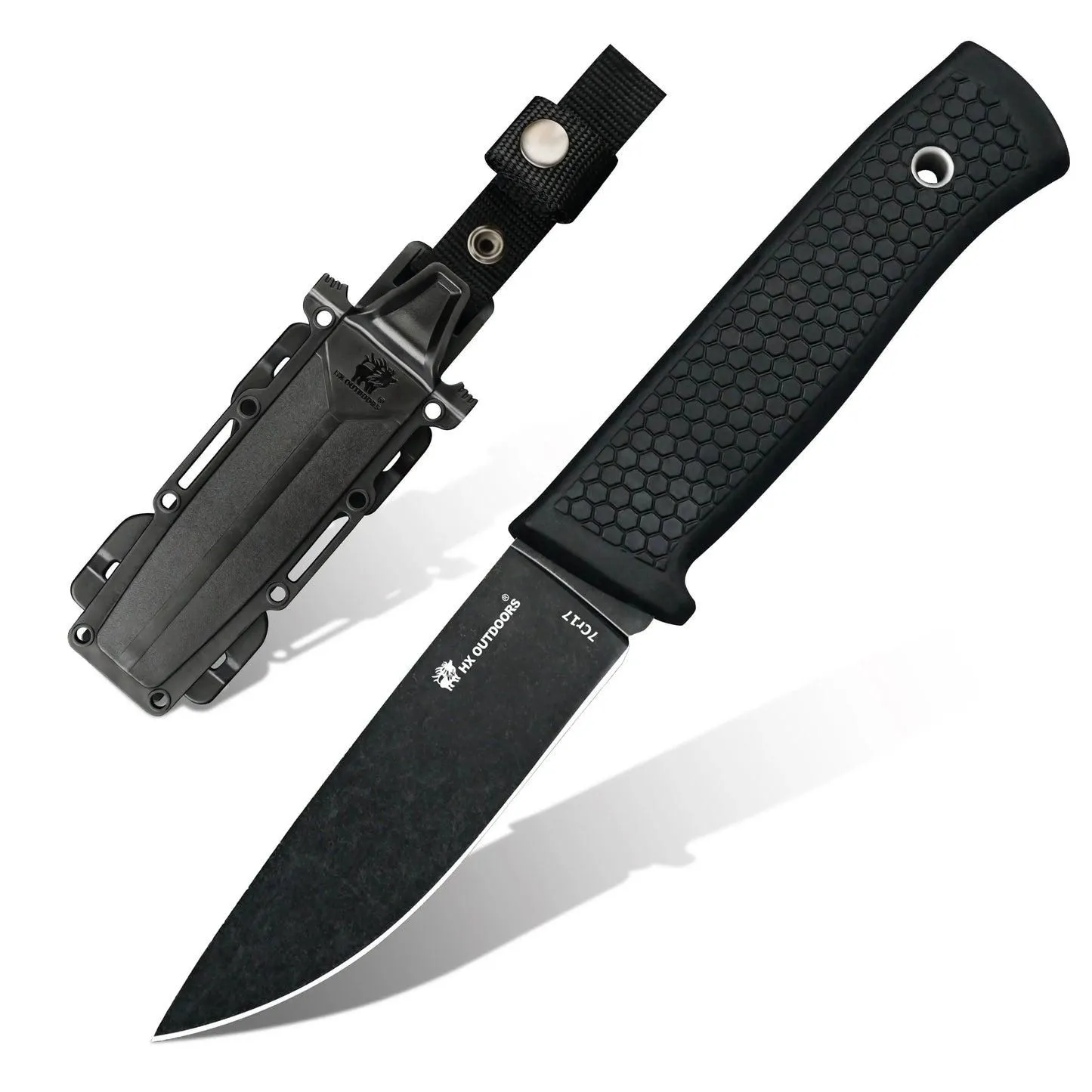 HX OUTDOORS Gorge Walker D-286H – 3.8" 7Cr17MoV Fixed Blade Knife with Black TPR Handle