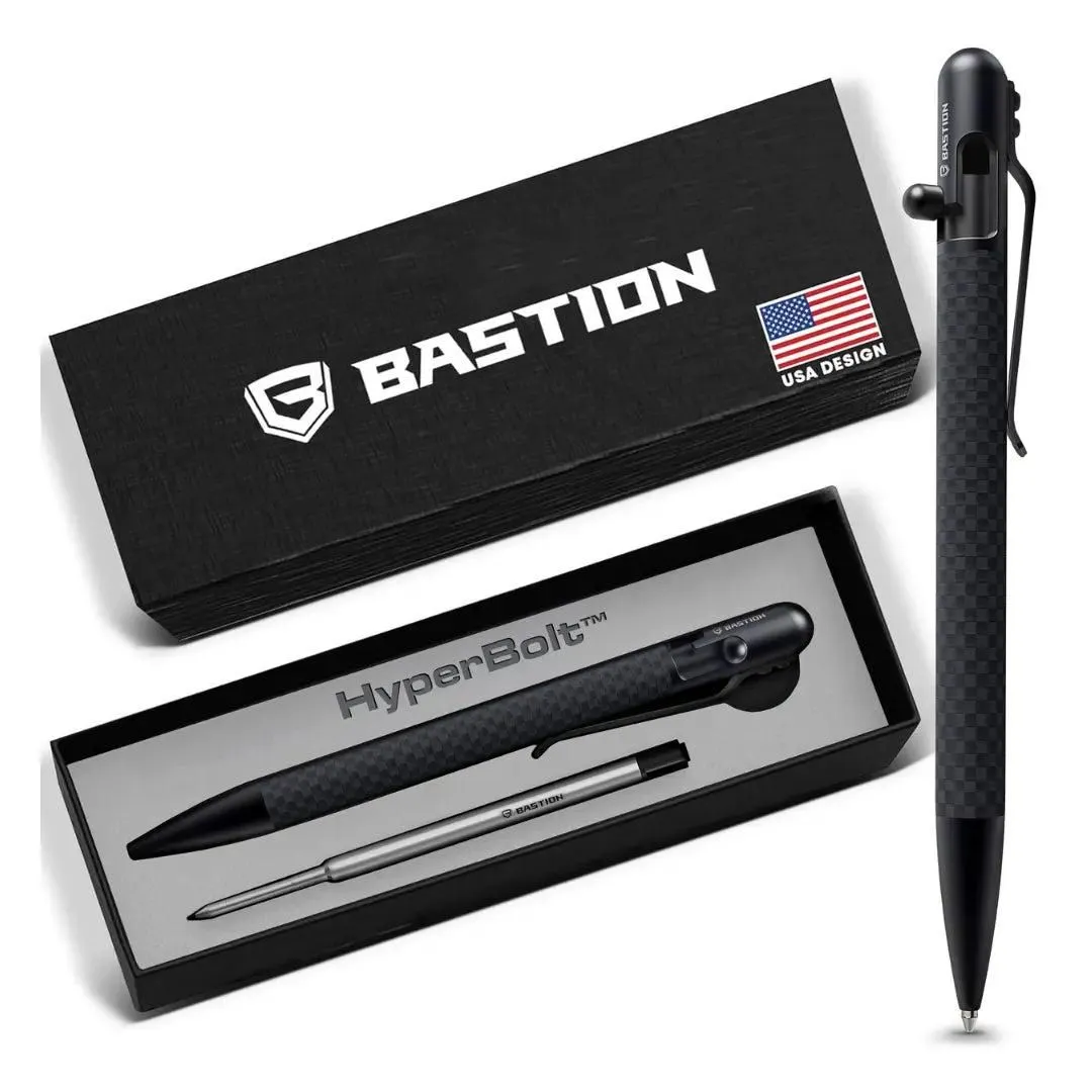 Carbon Fiber and Stainless Steel - Slim Bolt Action Pen by Bastion®