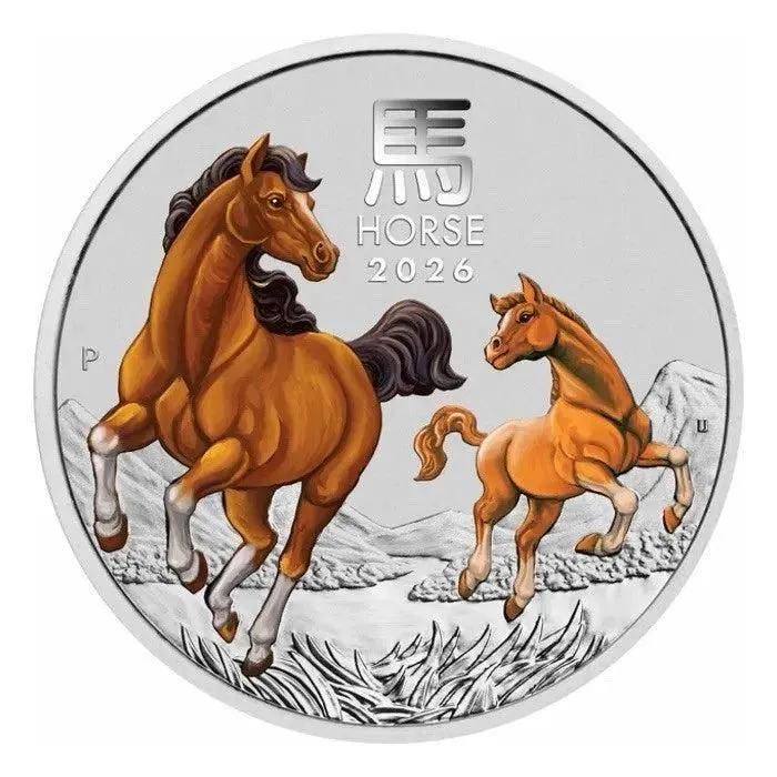 2026 Perth Mint Lunar Year Of The Horse 5oz 9999 Colorized Silver Coin InCapsule
