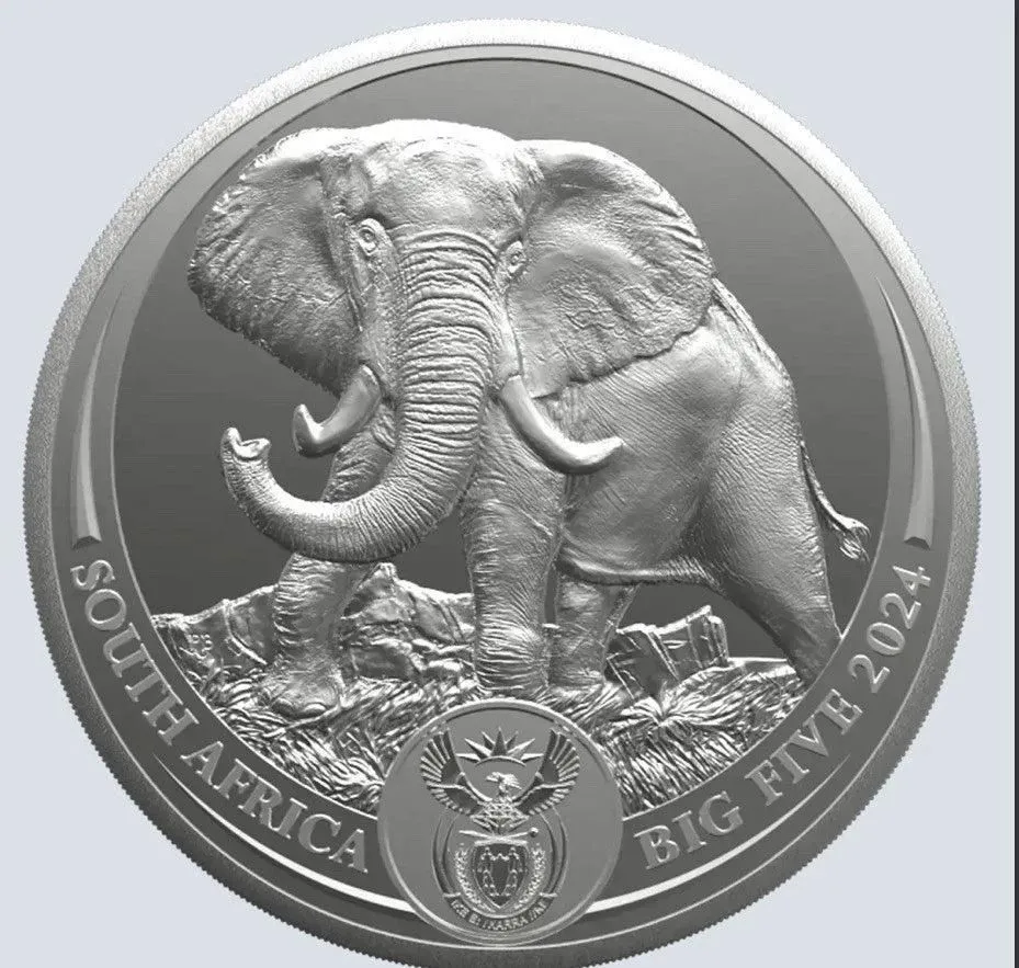 2025 5 oz South Africa Big Five Series III Elephant .999 Silver PROOF Coin OGP