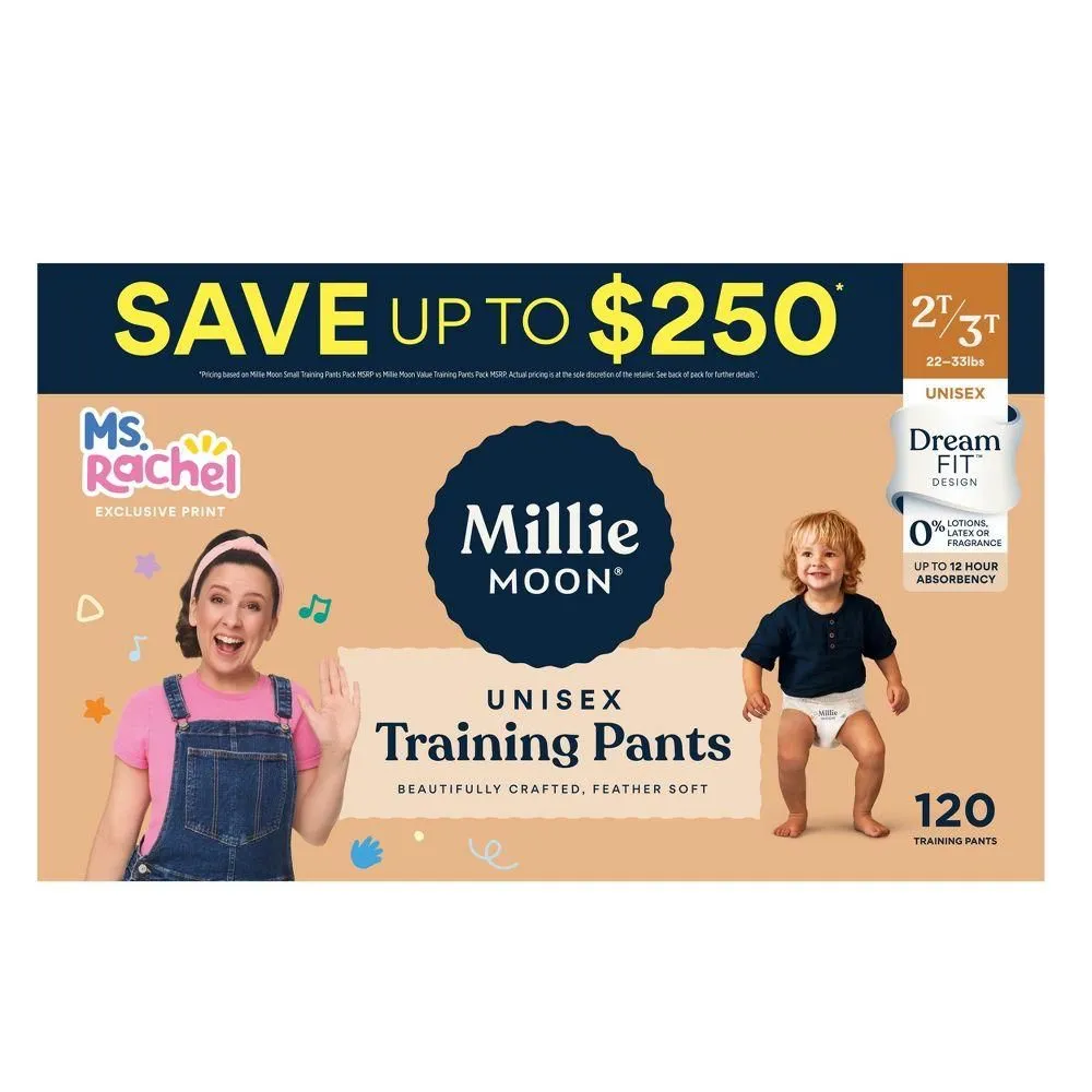 New without Tags - Size: 2T-3T - Millie Moon Ms Rachel Disposable Training Pants - Size 2T-3T - 120ct