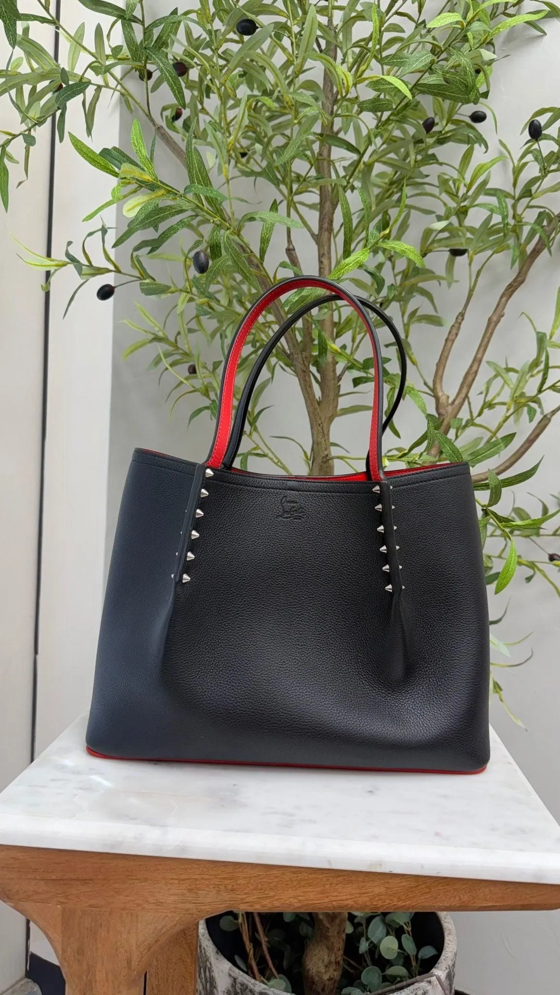 Christian Louboutin Black Leather Cabarock Tote