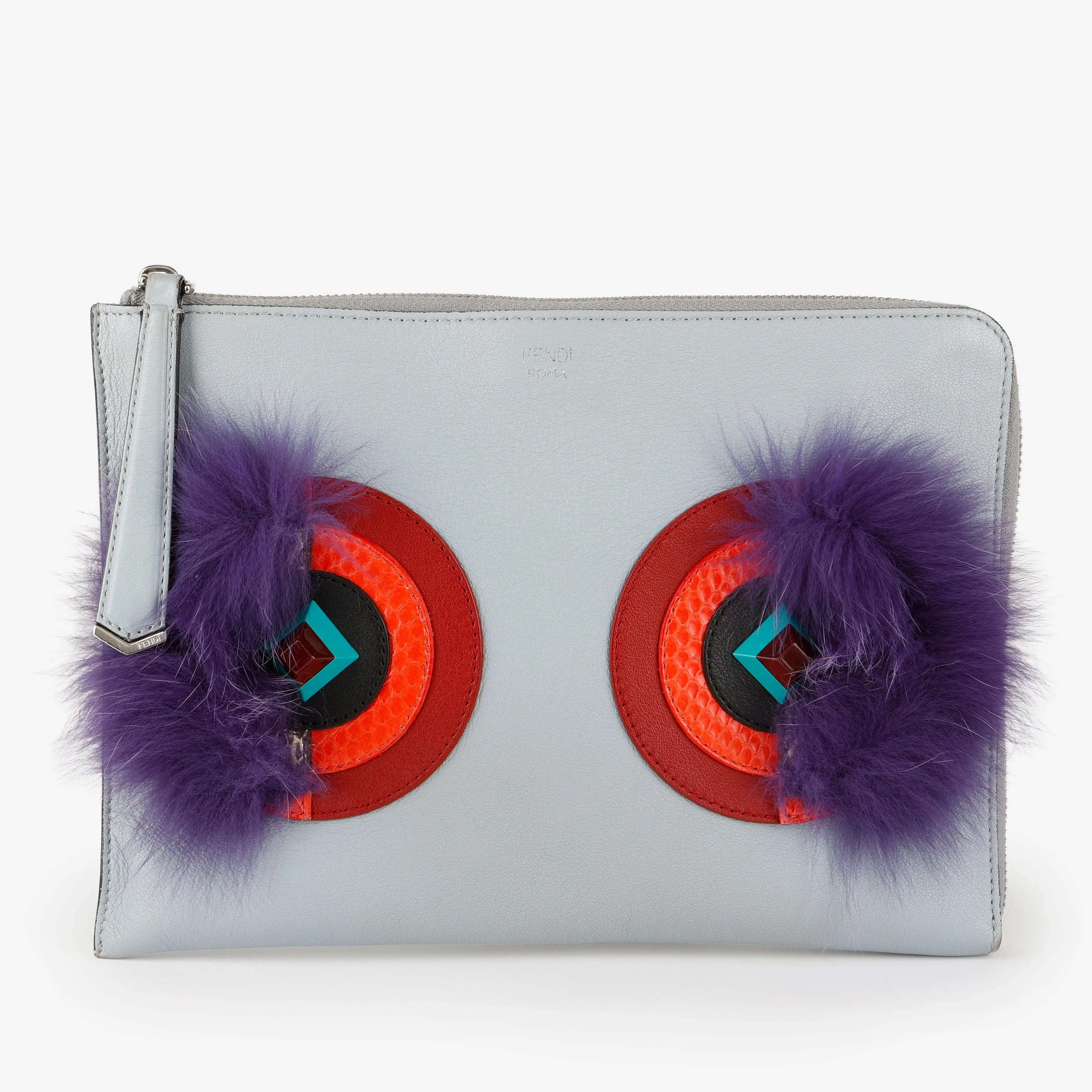 Blue and Purple Feather, Python Eyes Monster Clutch