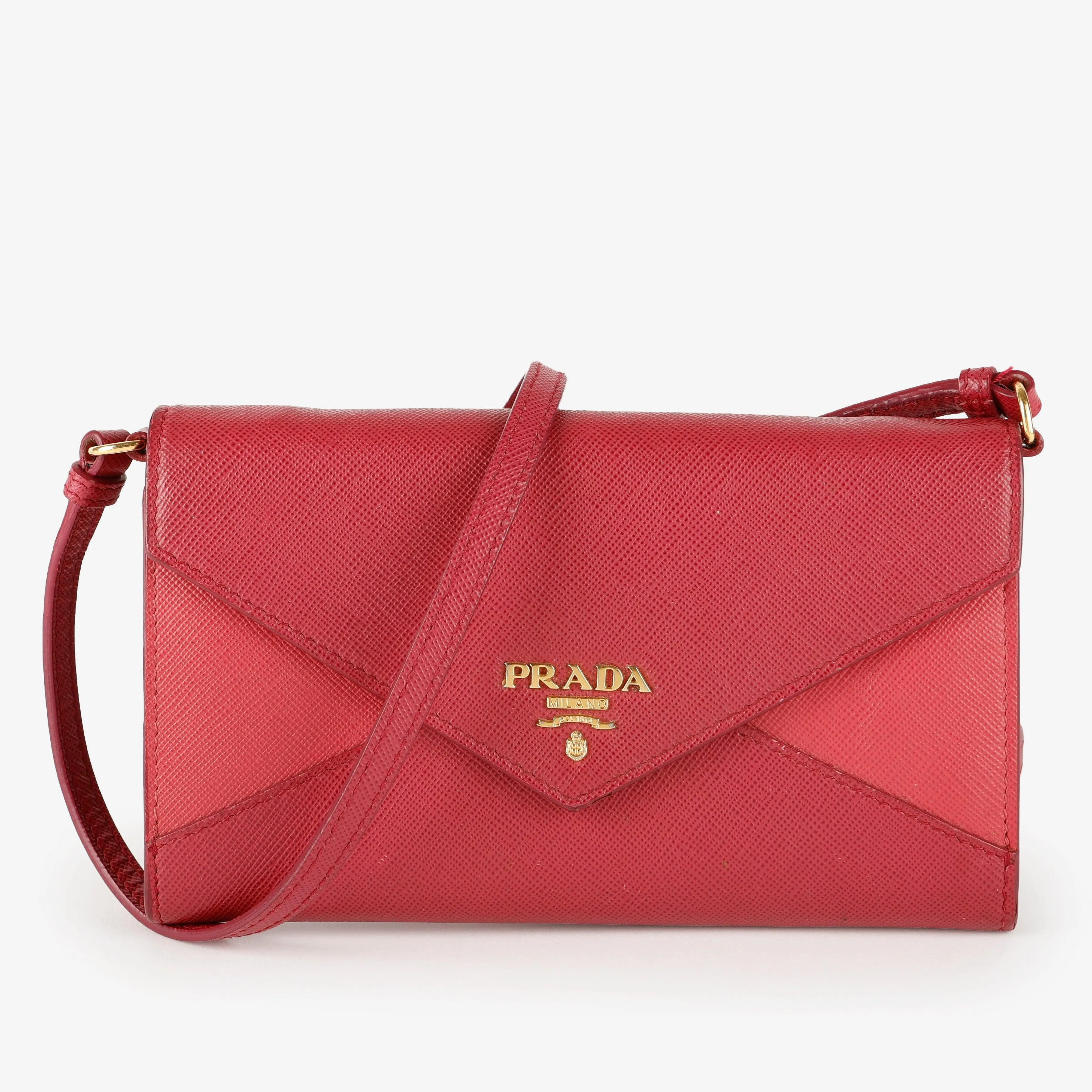 Envelope Wallet on Strap, Pink Bicolor Saffiano 5311