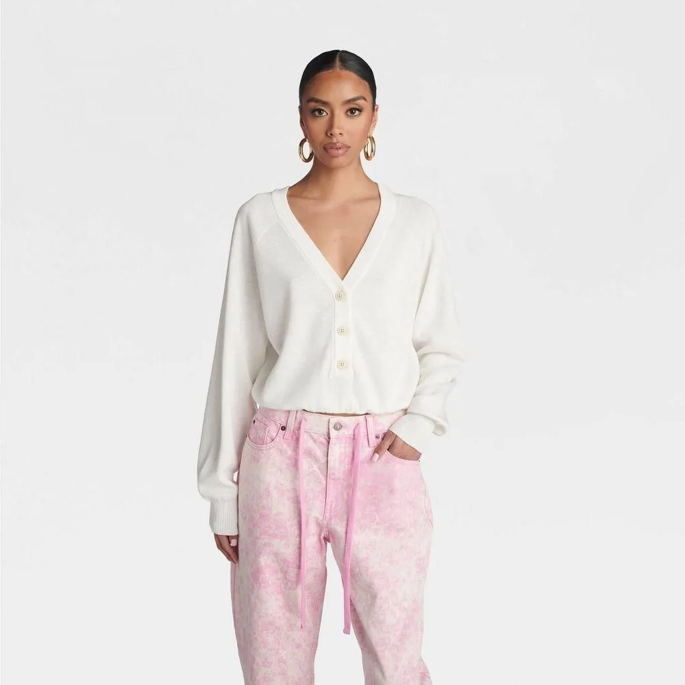 New without Tags - KBB by KAHLANA Women's 'The Cropped Bubble Sweater' - Cream M
