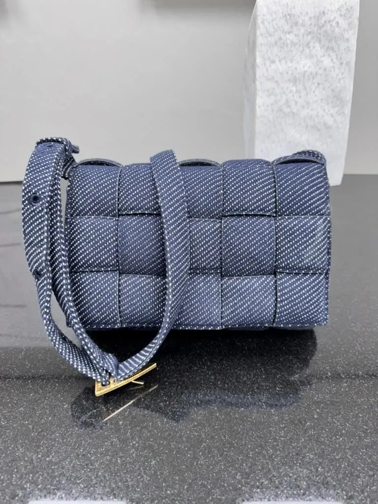 LIKE NEW - Bottega Veneta Blue Padded Intrecciato Denim Cassette Bag