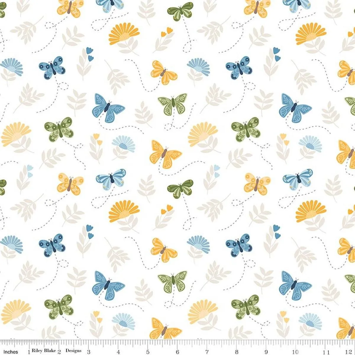 Sunshine & Dandelions C17922-­CLOUD Butterflies Cloud Traci Reed Riley Blake Half Yard