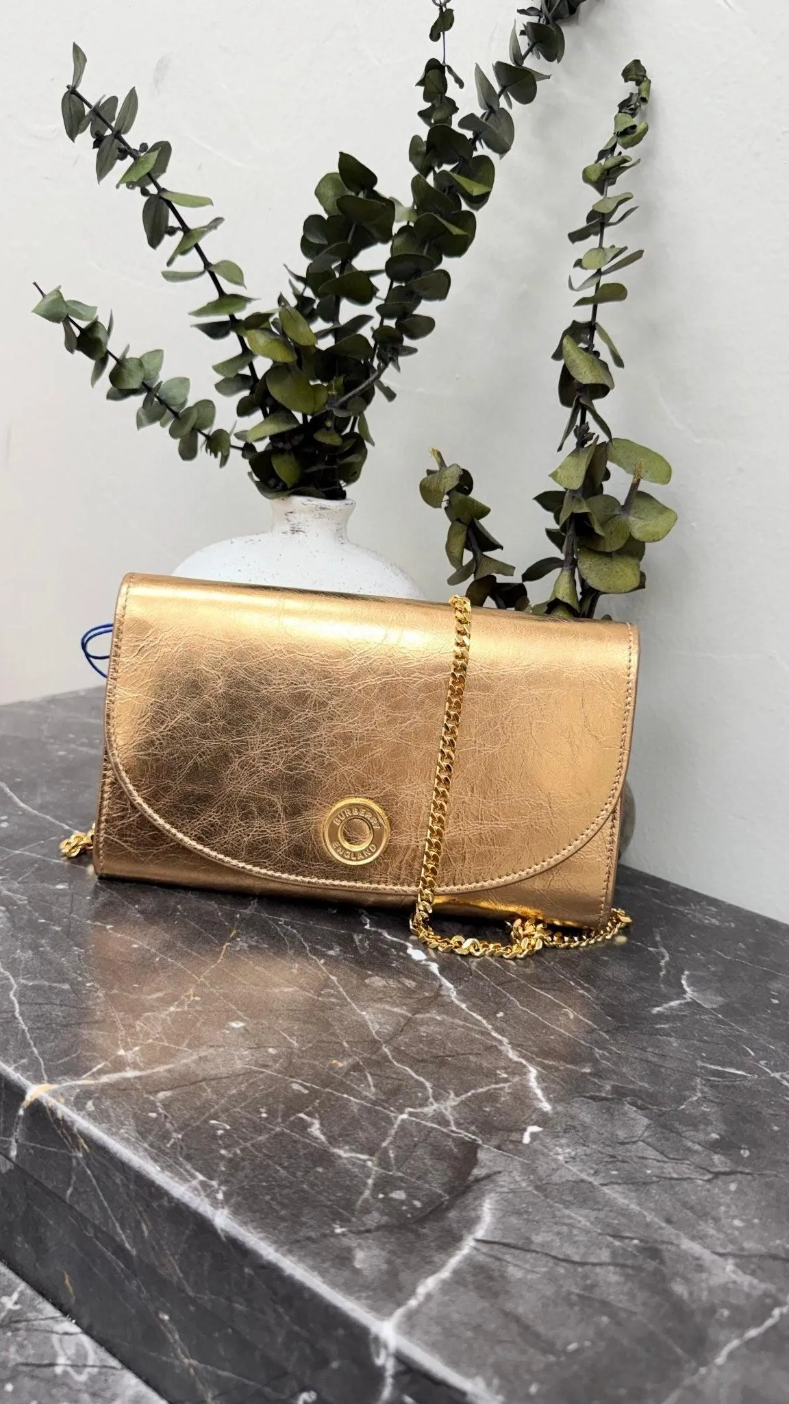 BRAND NEW - Burberry Rose Gold Leather Wallet on A Chain