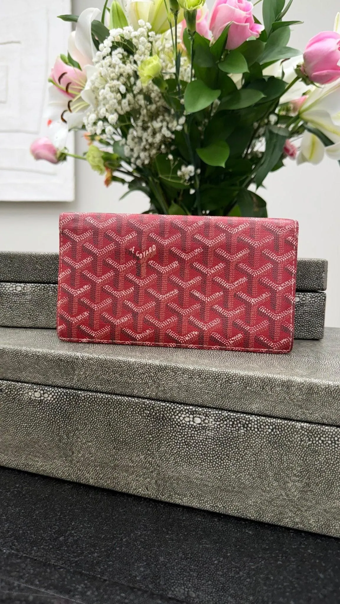 Goyard Red Goyardine Coated Canvas Richelieu Long Wallet