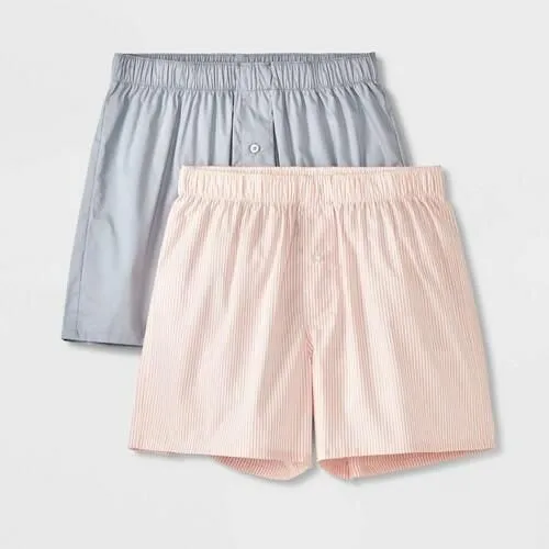 Men's 2pk Fashion Woven Boxer Briefs - Goodfellow & Co™ Pink XL Cotton, Mid Rise
