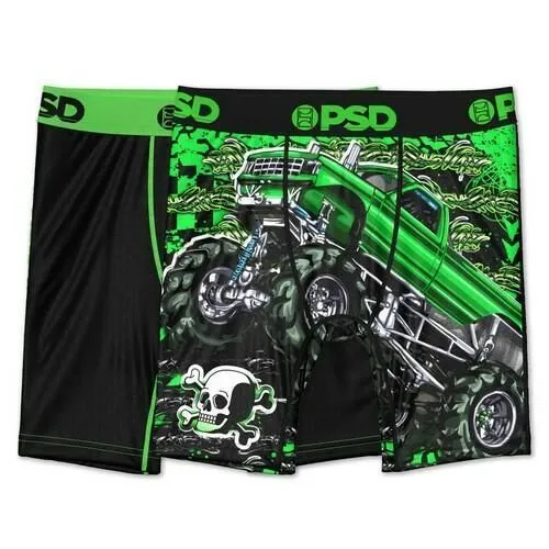 PSD Boys' 2pk Monster Truck Printed Boxer Briefs - Green XL