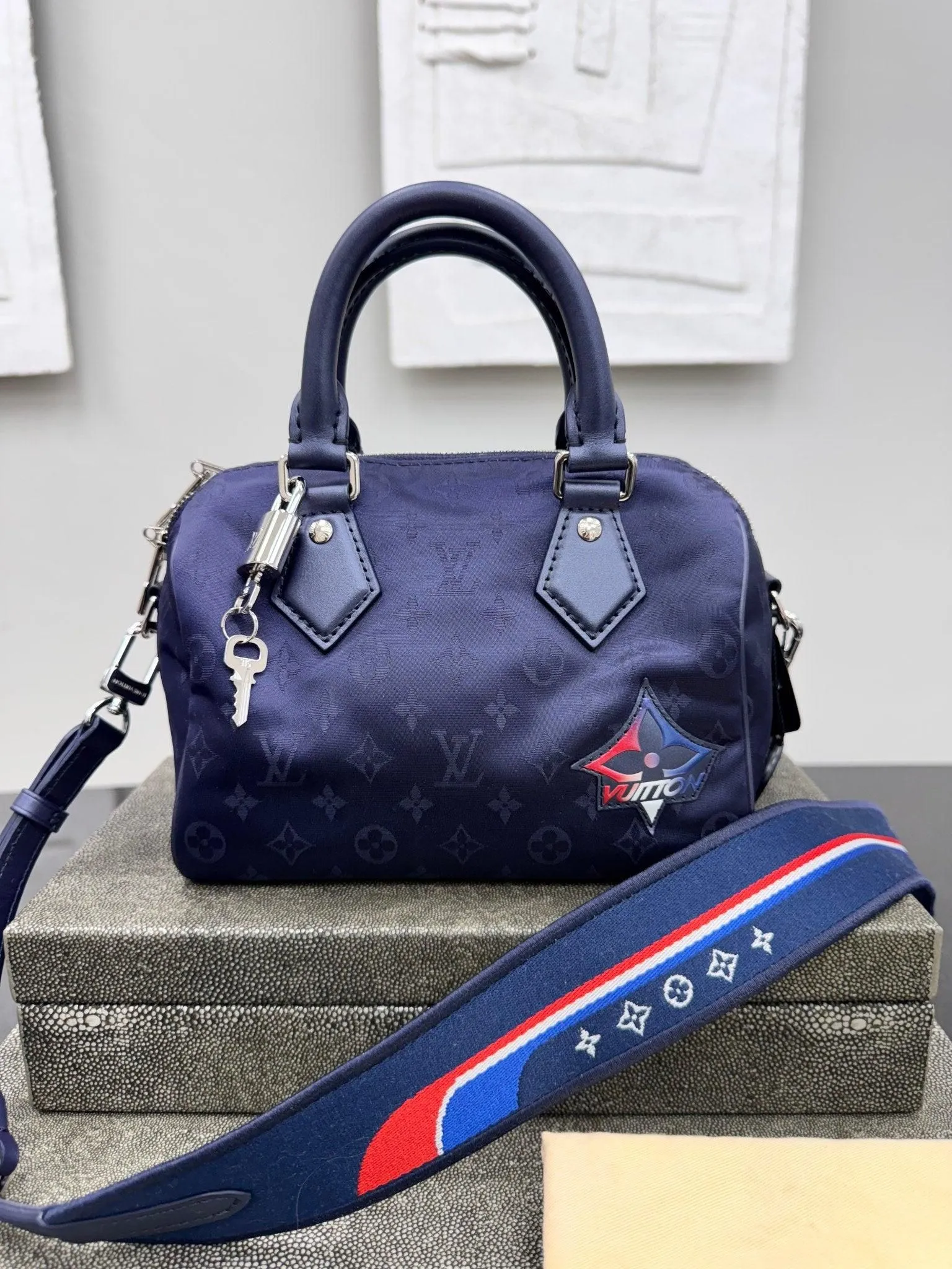 Louis Vuitton Blue Monogram Nylon Speedy Bandouliere 20