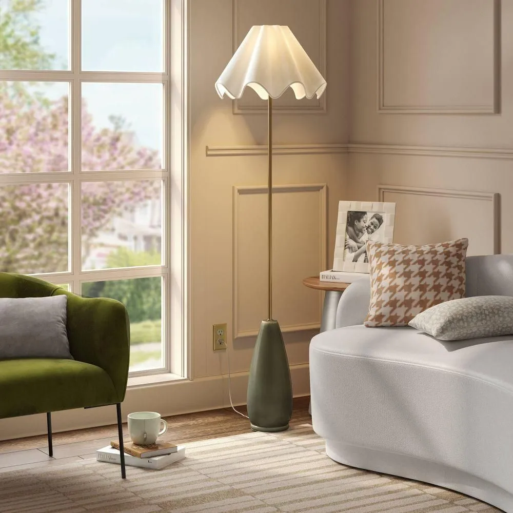 New without box - Wavy Shade Collection with Ceramic Base Floor Lamp Green - Threshold