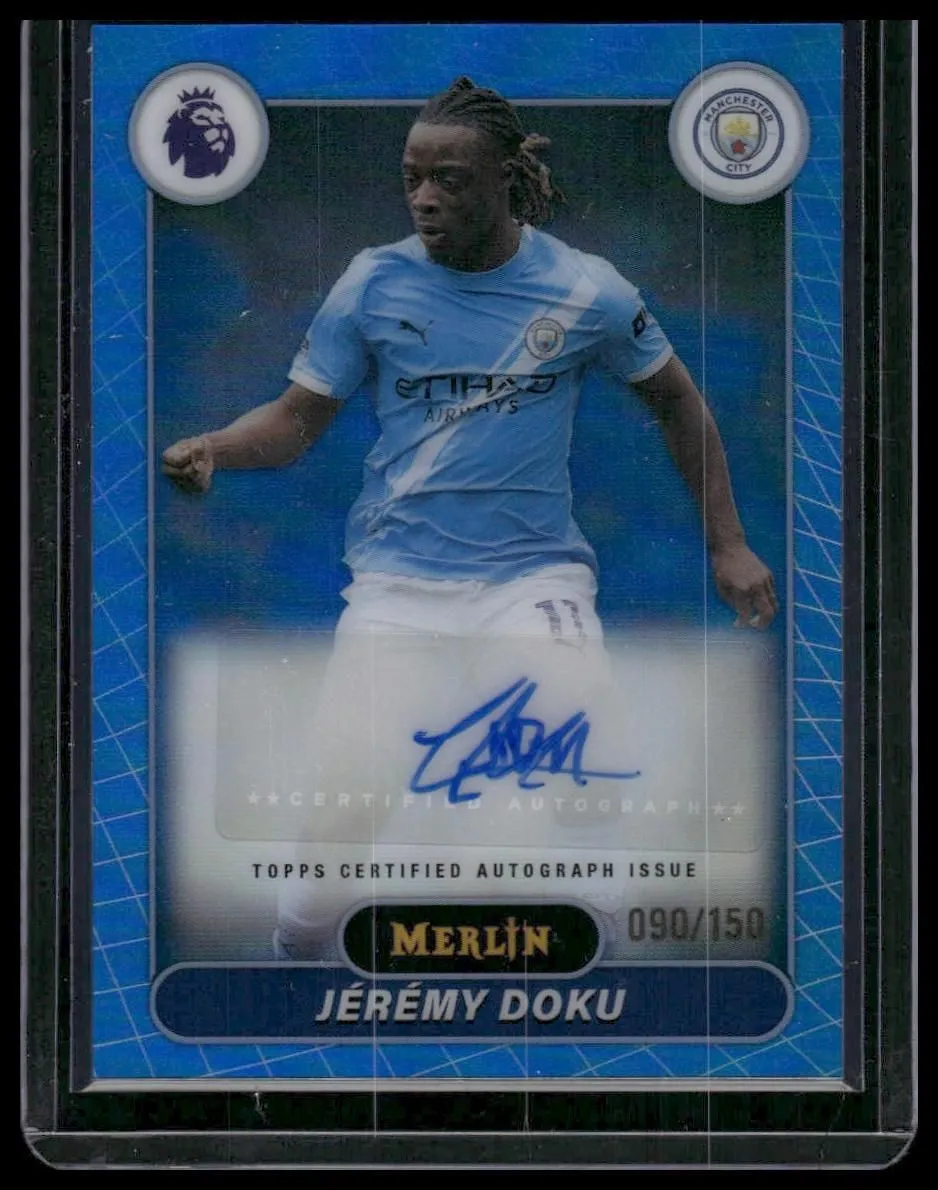 2026 Merlin Premier League #MV-JD Jérémy Doku Autographs Blue Refractor