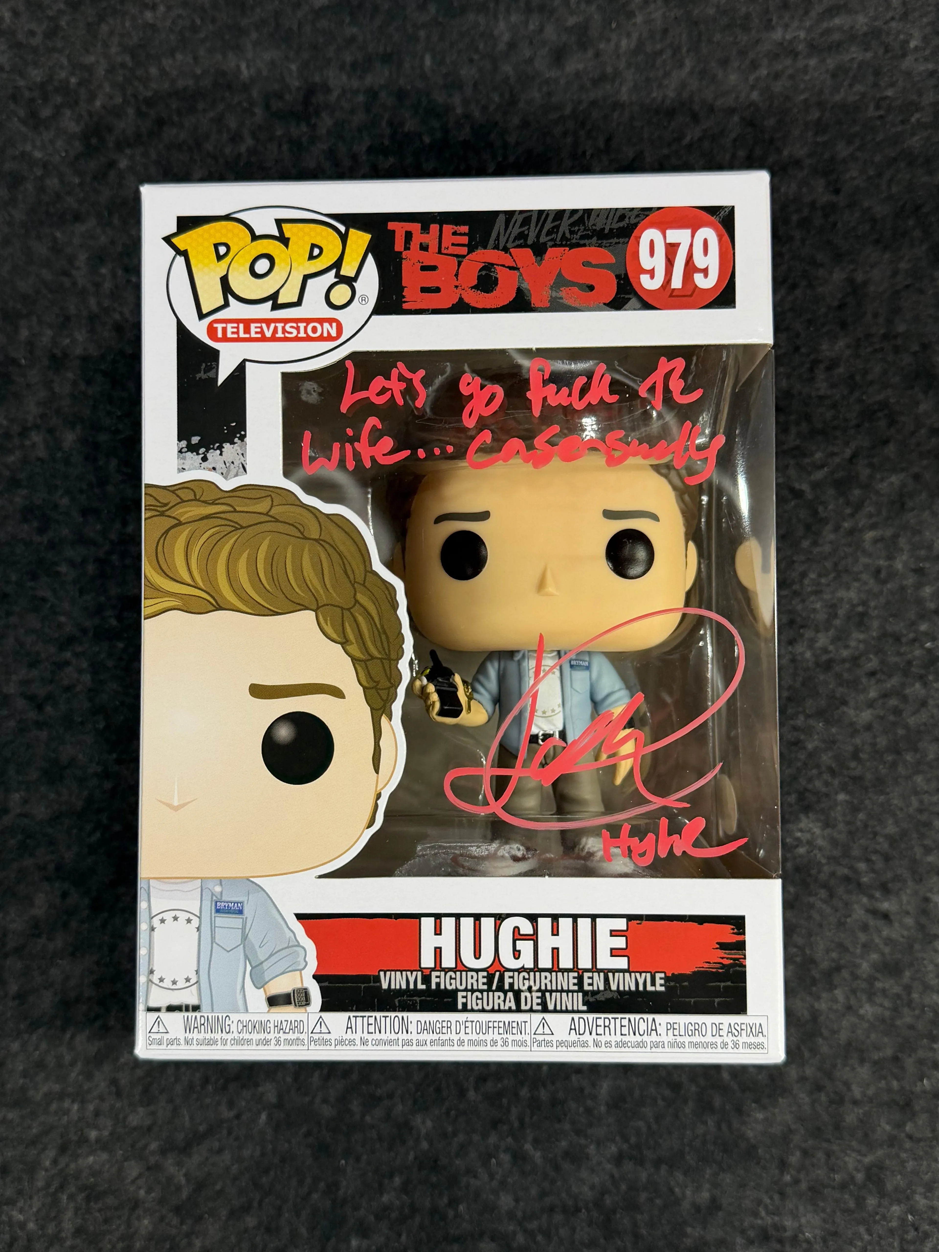 Jack Quaid Signed Hughie The Boys Funko Pop W/ QUOTE (JSA Witnessed)