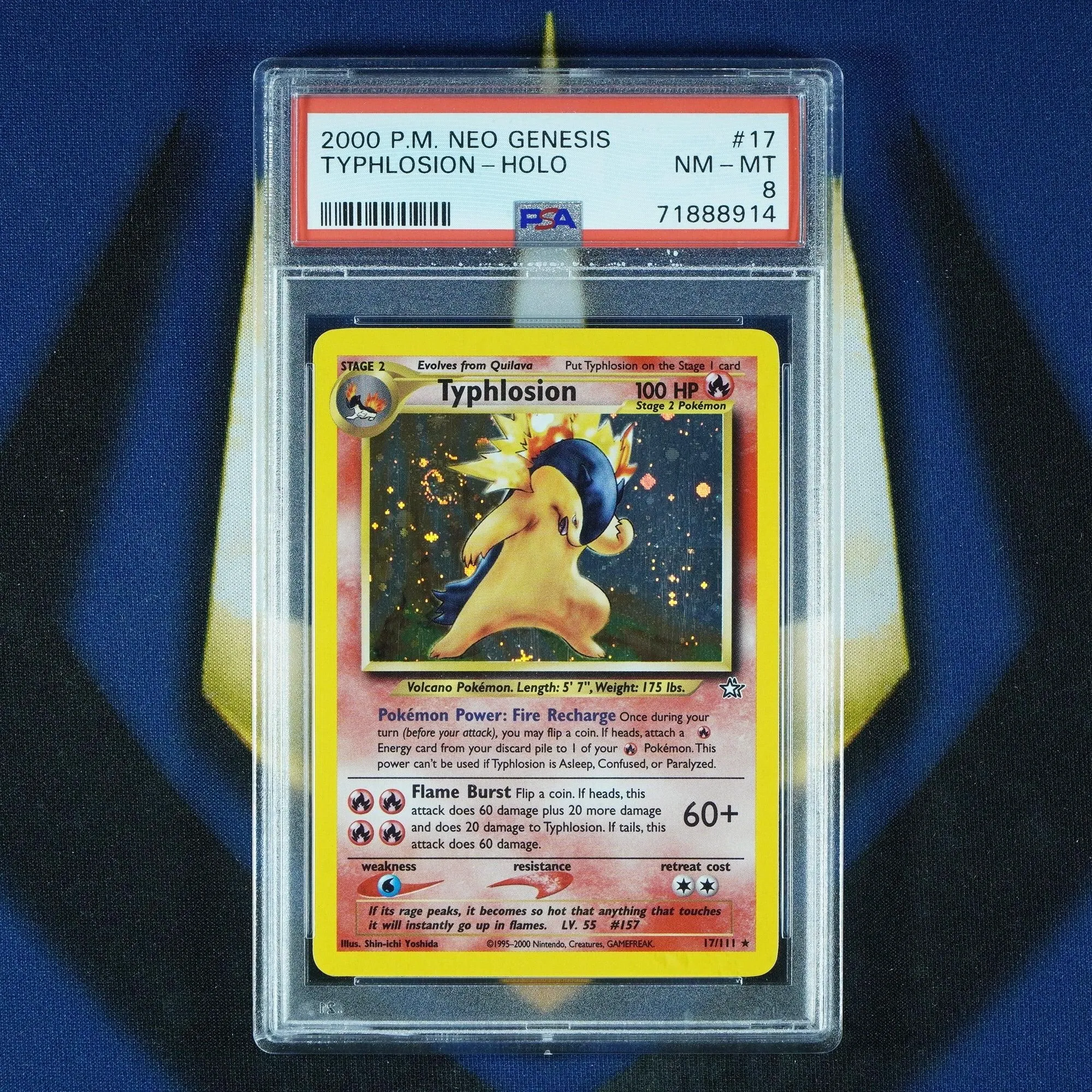 Typhlosion Neo Genesis Swirl Holo Rare 17/111 [PSA 8]