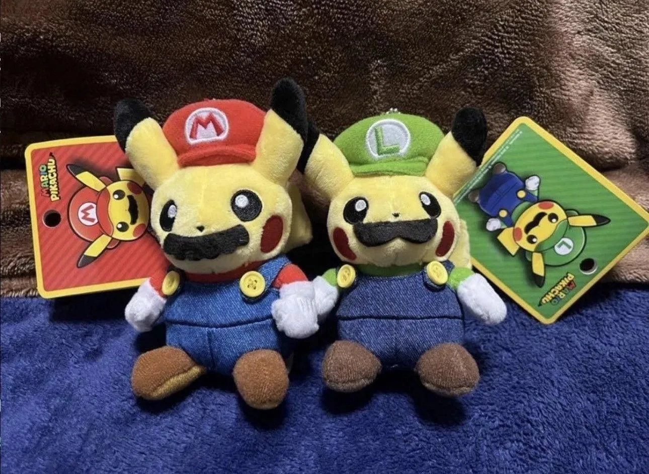 Unused Limited Mario Luigi Pikachu plush Stuffed Toy Set of 2 Nintendo US SELLER