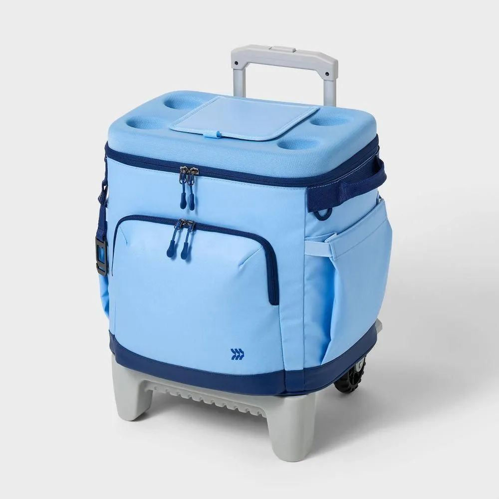 Open-box - Soft Sided 36 Cans/26.5qt Rolling Cooler Blue - All In Motion