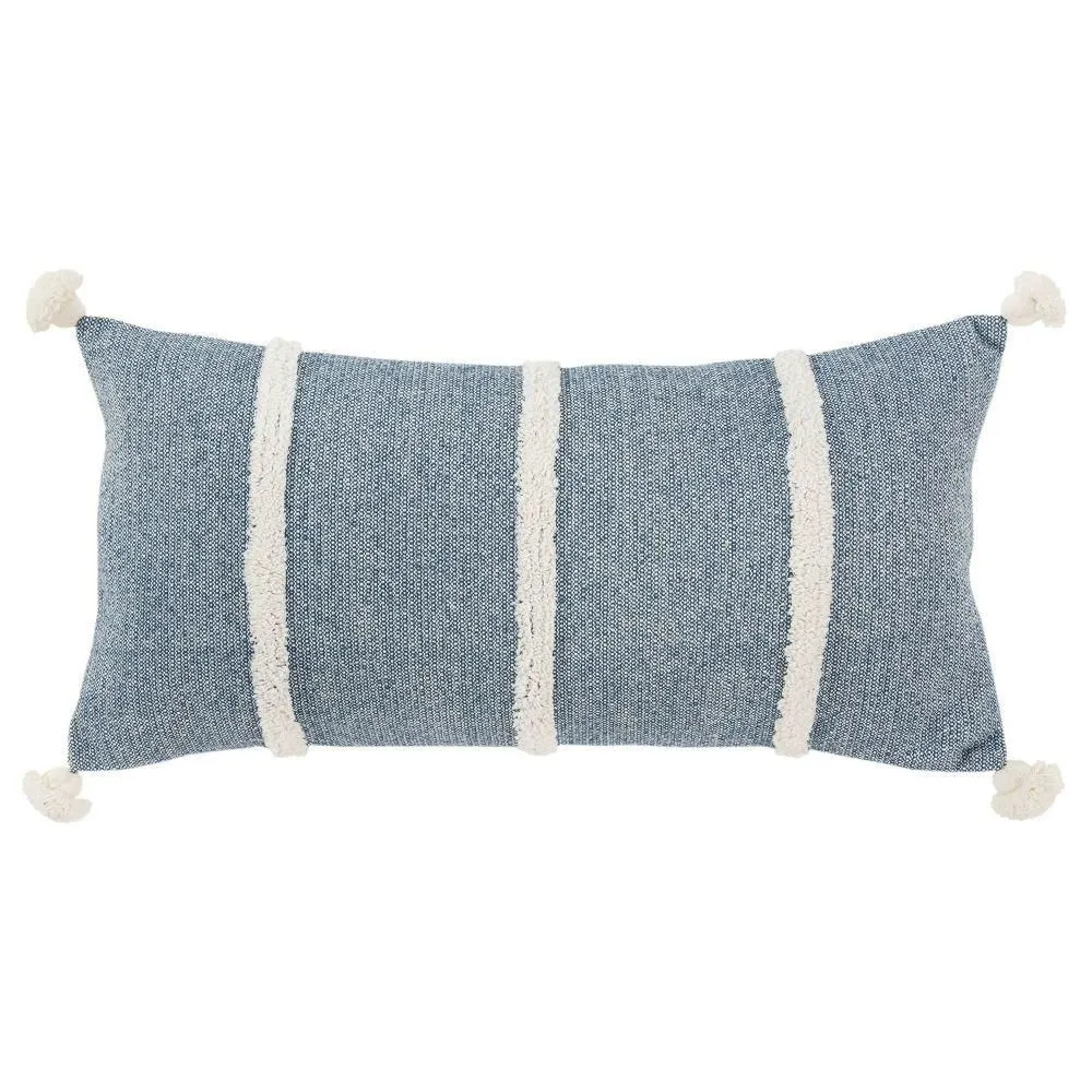 New without box - 14"x26" Oversized Striped Poly Filled Lumbar Throw Pillow Blue - Rizzy Home