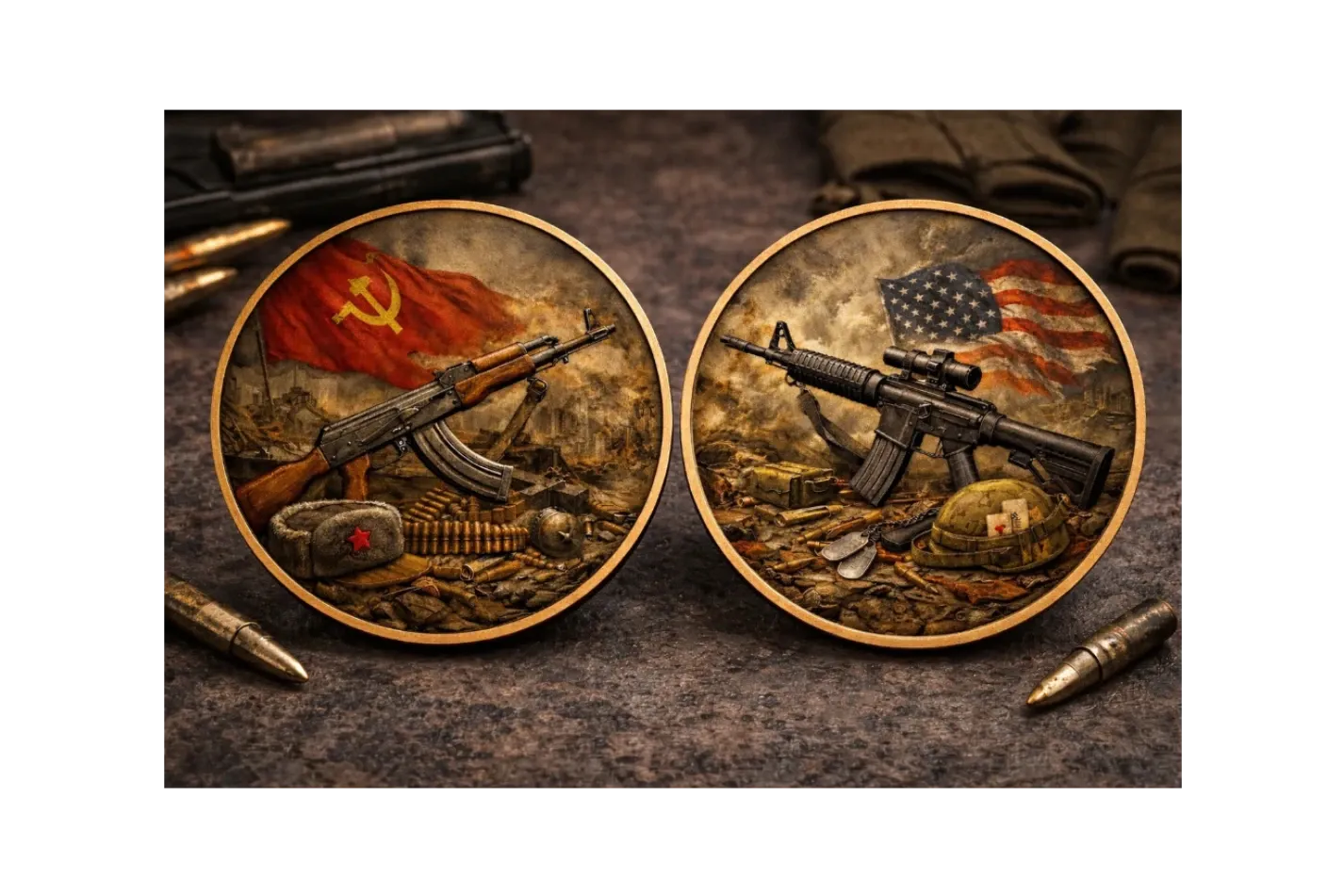 In Stock! 2026 Rifles of War X 2 - 1oz .999 Copper Colorized Medals in Infinity Capsule