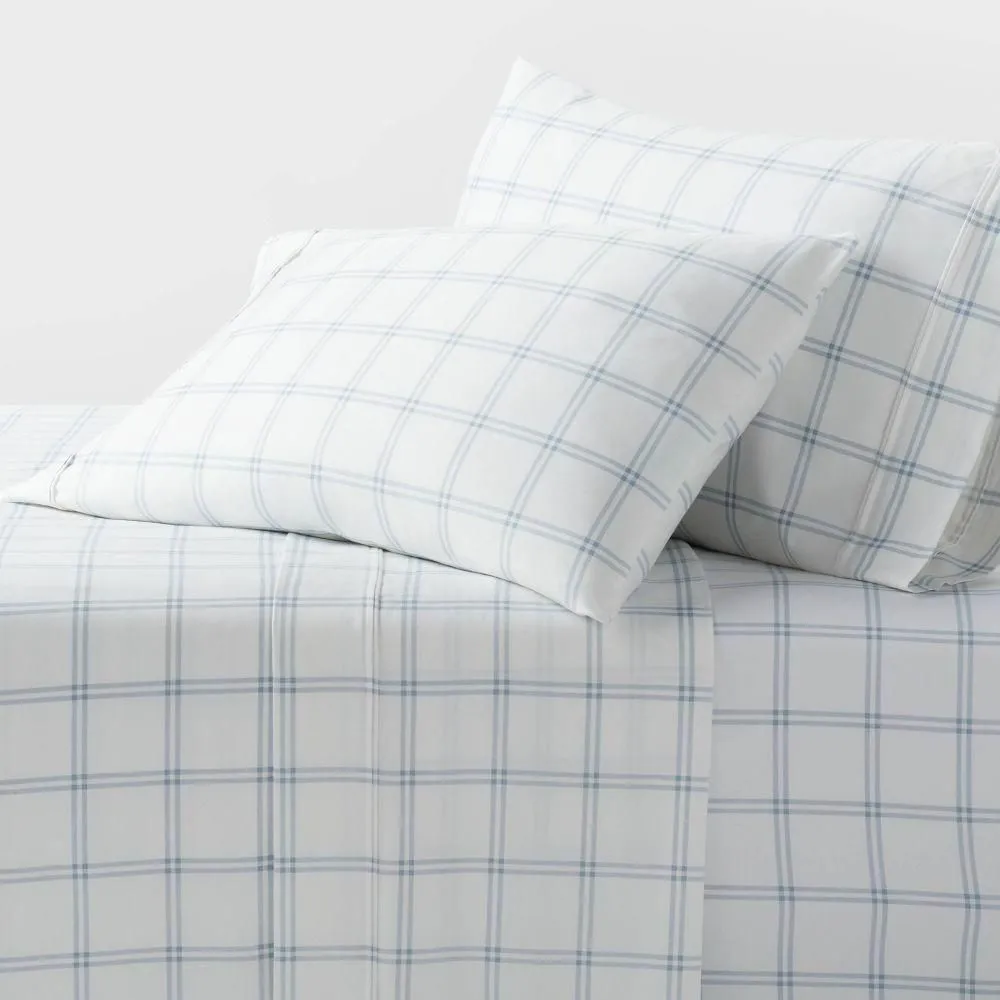 New without box - Queen 400 Thread Count Performance Sheet Set Blue Plaid - Threshold