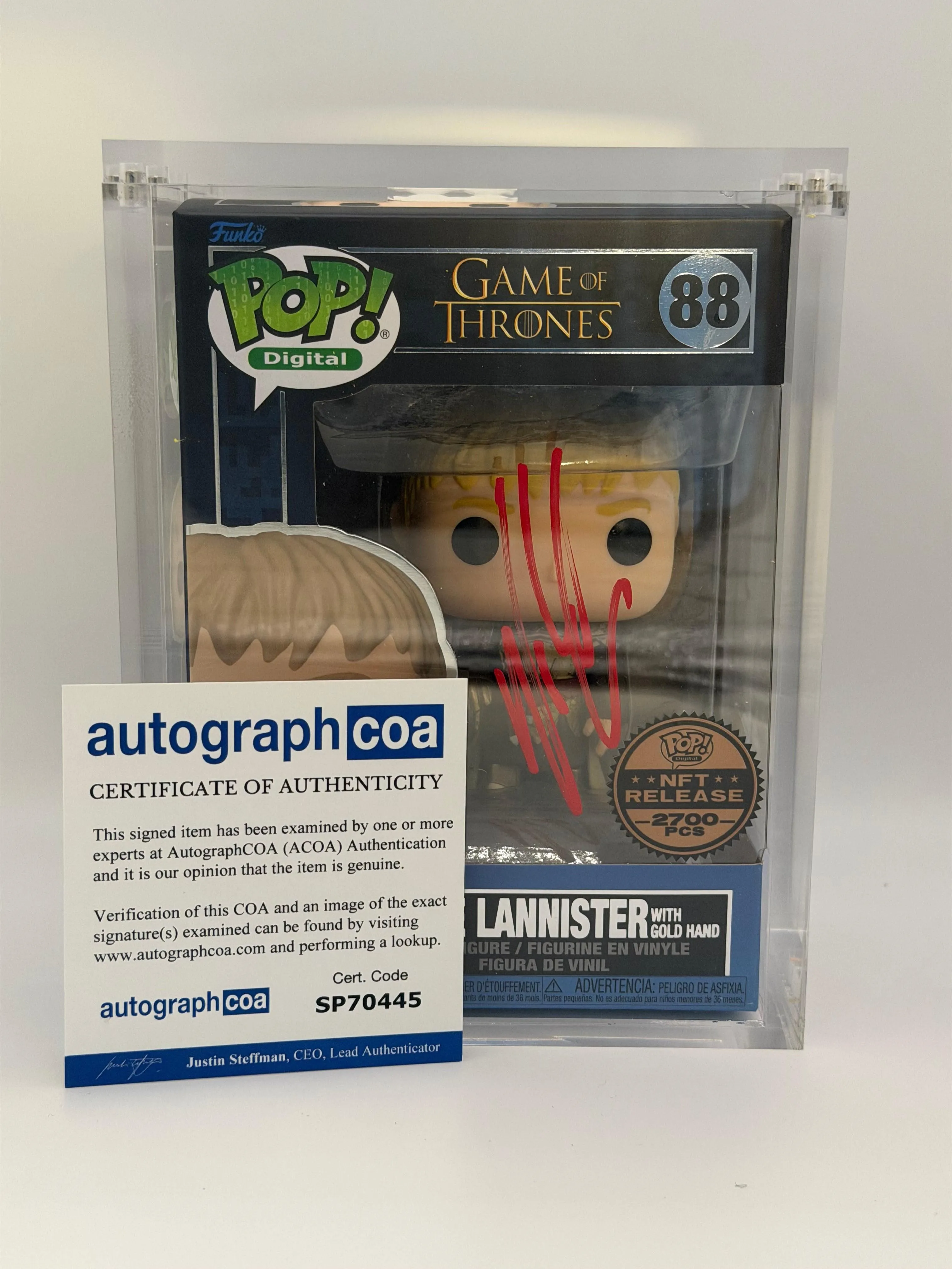 Funko Pop! Television Game Of Thrones Jaime Lannister Signed Nikolaj Waldu COA #88 NFT