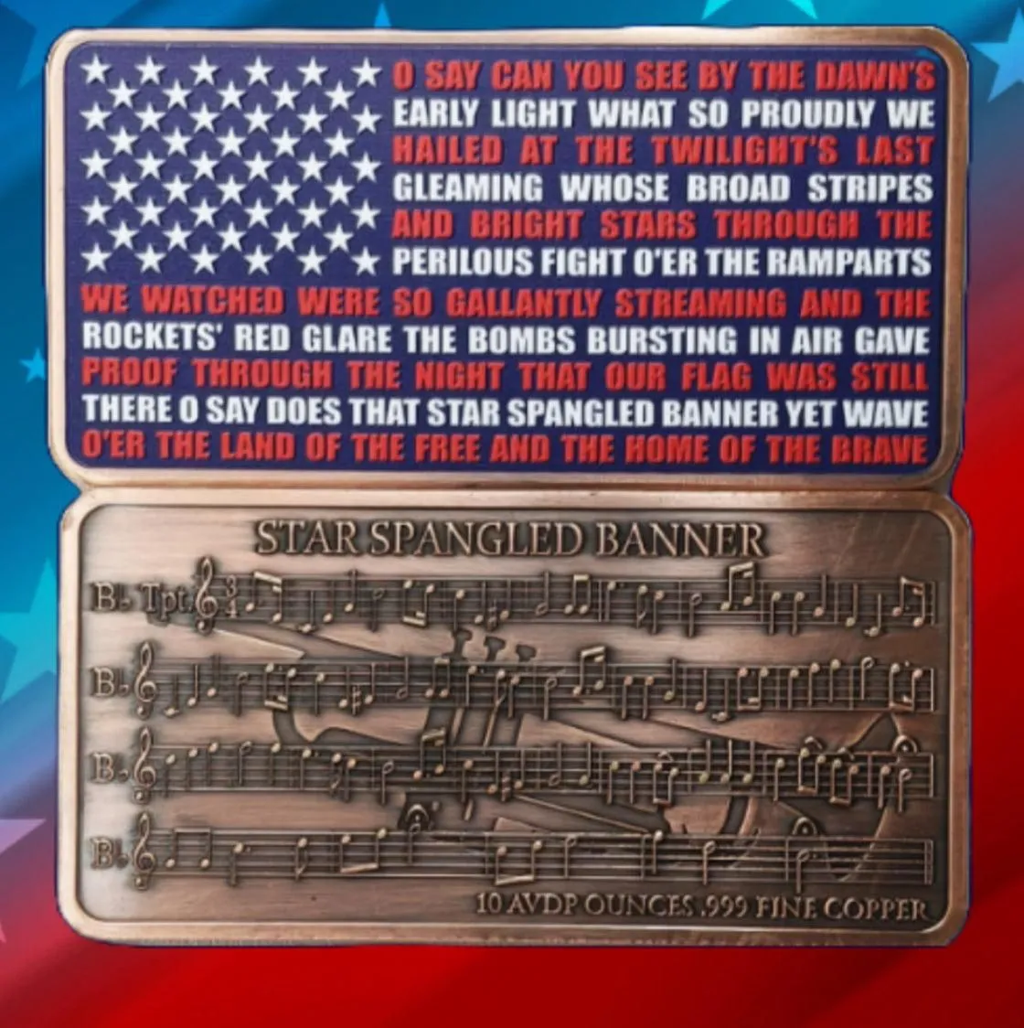 10oz Copper Star Spangled Flag in Capsule