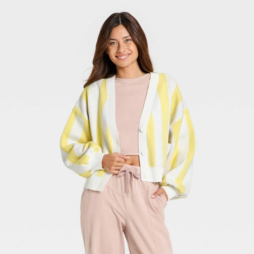 New without Tags - Women's Striped Western Cardigan - JoyLab Yellow XS