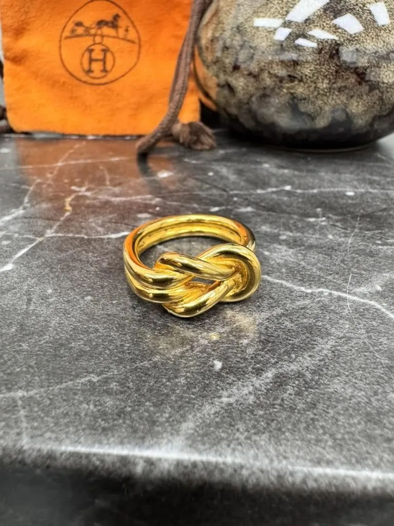 Hermes Gold Tone Atame Scarf Ring