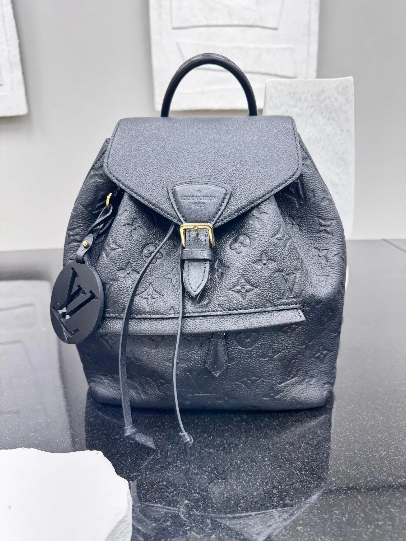 Louis Vuitton Black Monogram Empreinte Montsouris Backpack PM