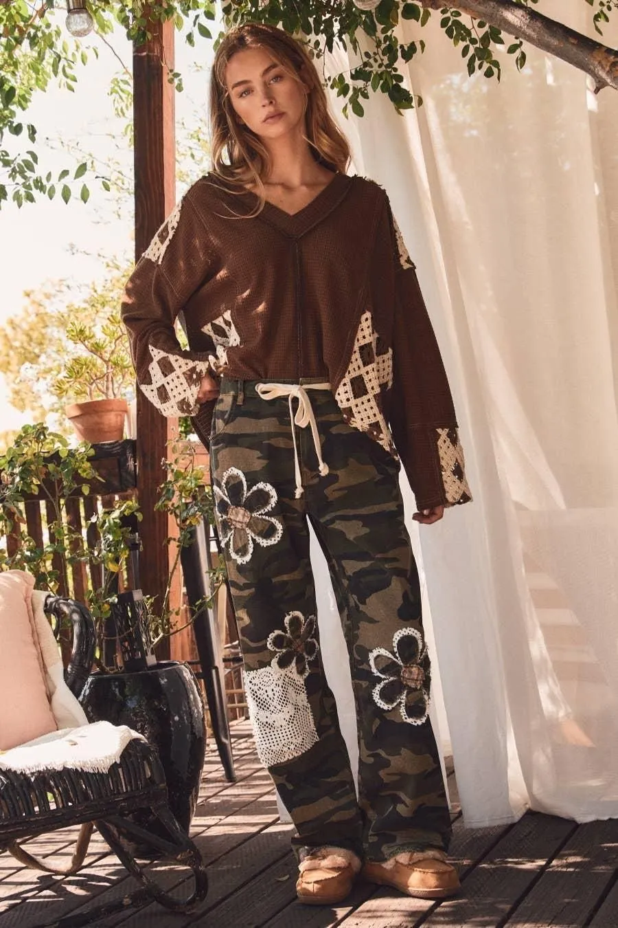 Camouflage Print Drawstring Pants