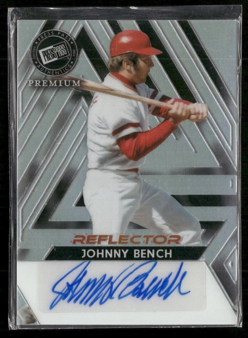 2024 Leaf Press Pass Reflector #/35 Johnny Bench Auto #BA-JB1