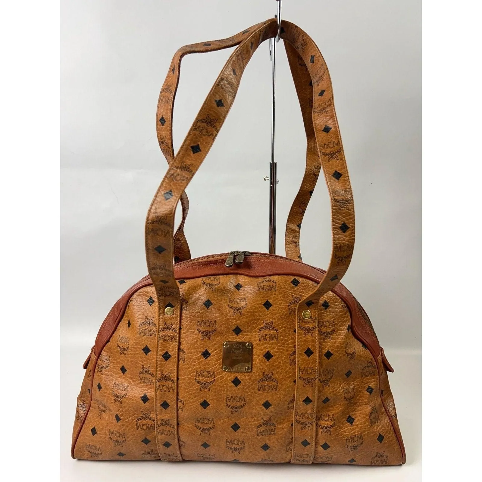 MCM Cognac Visetos Half Moon Shoulder Bag -Made In Germany -