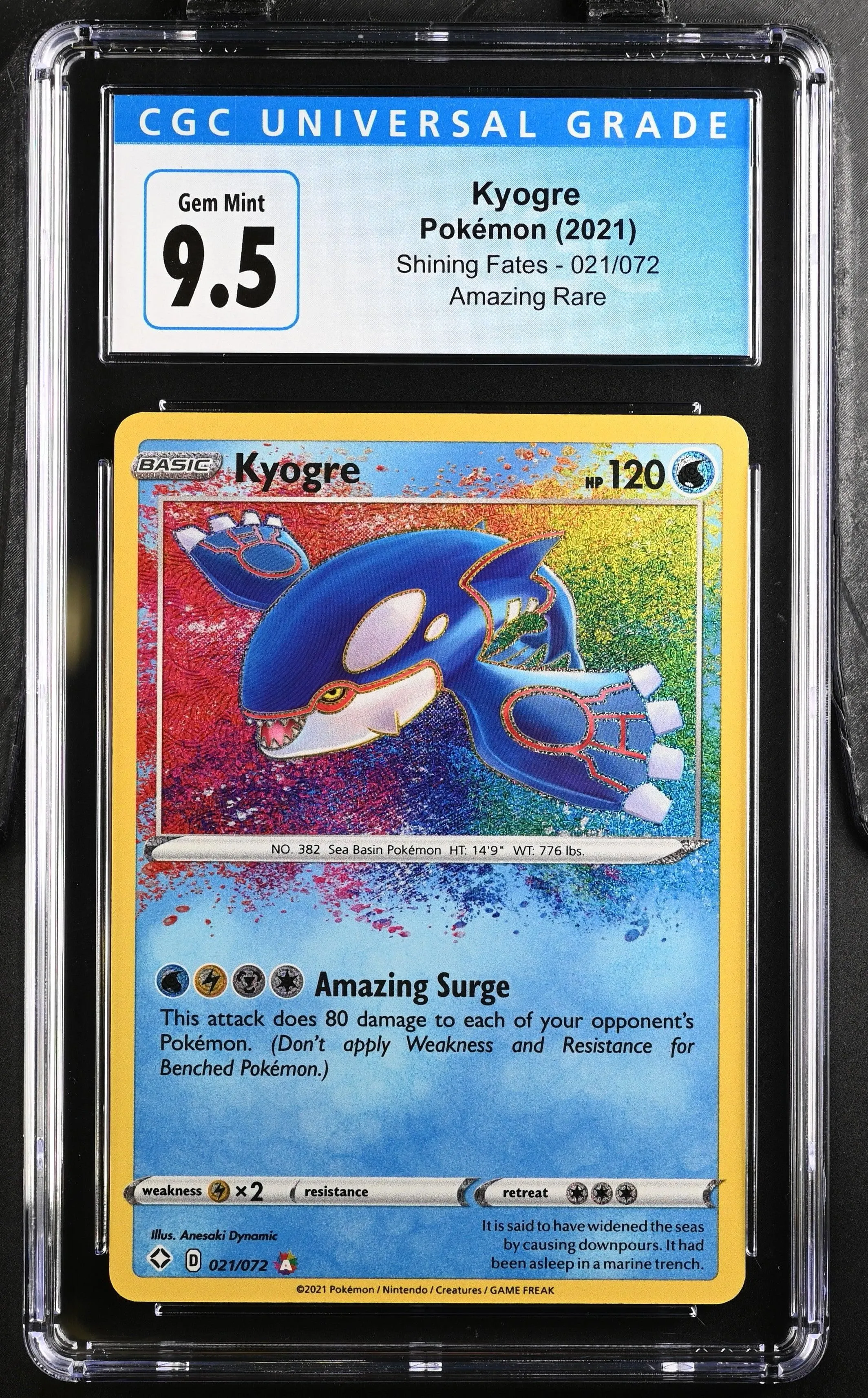 2021 Shining Fates Kyogre 10 CGC #021/072