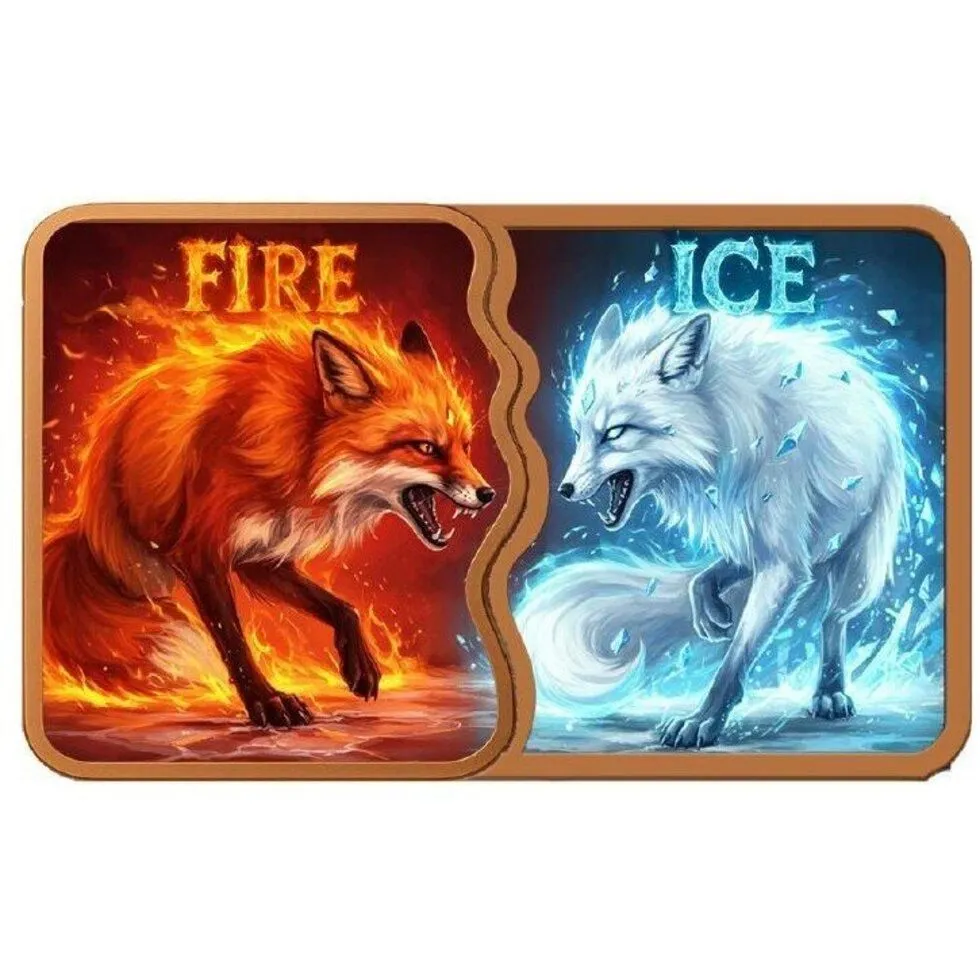 In Stock! Fire & Ice Fox Fusion Bar Colorized 2 x 5 oz Copper Medal Set (02/25)
