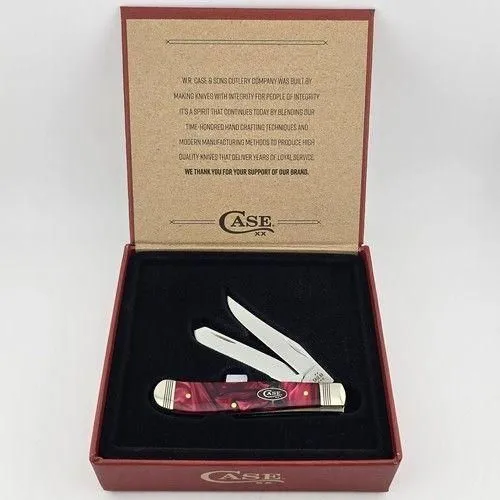 Case 10848 XX Knives Cinnamon Swirl Kirinite Mini Trapper Folding Knife With Gift Box CA10848