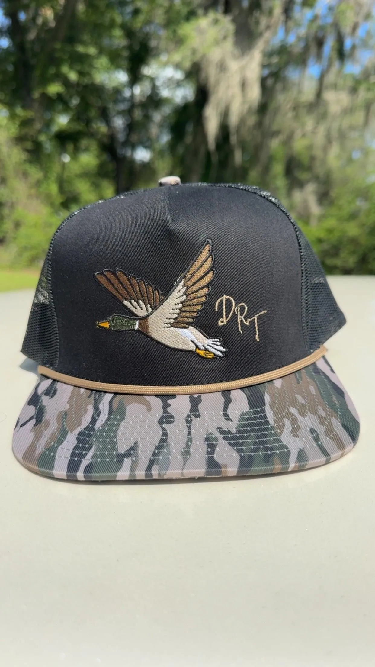 Swamp Camo and black rope hat