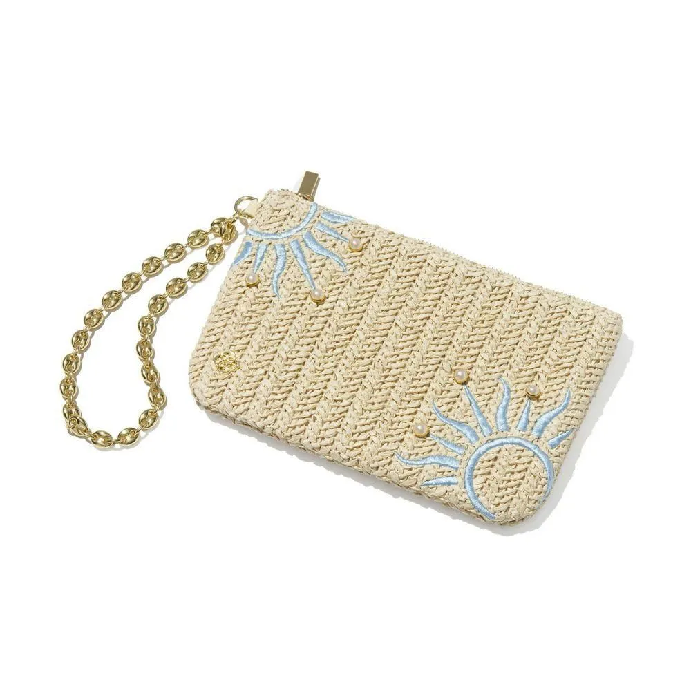 New - Kendra Scott Solana Pouch - Blue/Natural One Size
