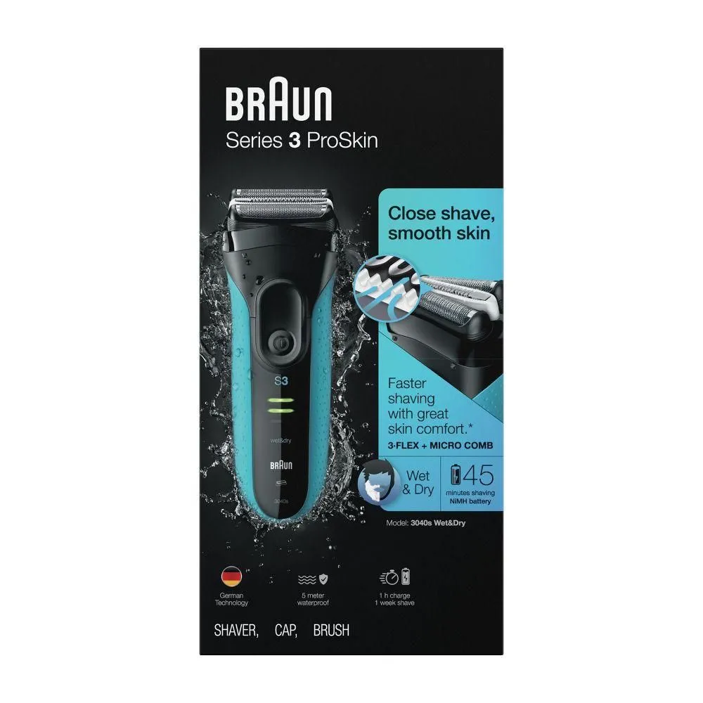 Brand New - Braun Series 3 ProSkin 3040s Men's Rechargeable Wet & Dry Electric Shaver