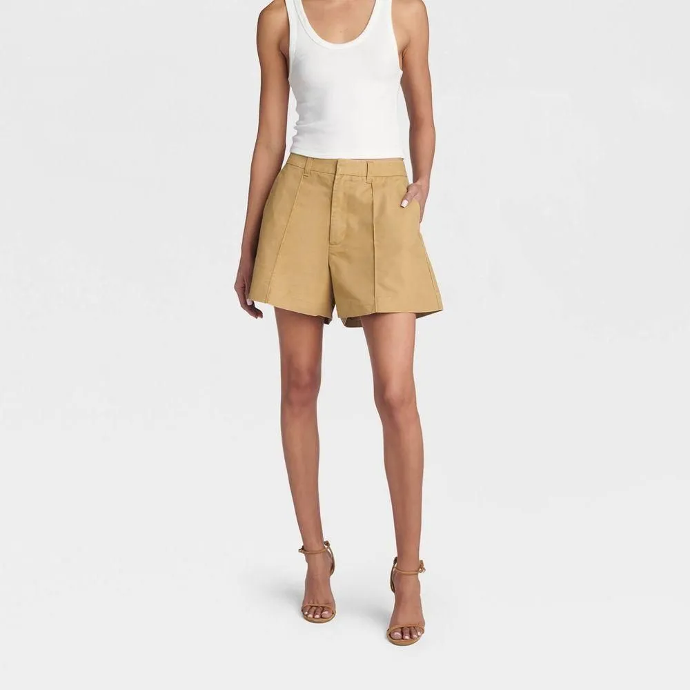 New without Tags - KBB by KAHLANA Women's 'The Flared Chino Shorts' - Brown 6