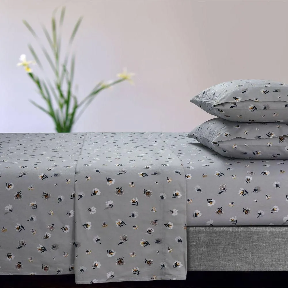 New without box - King 170 GSM Extra Deep Pocket Flannel Sheet Set Floryn Gray -