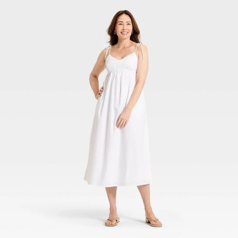 New without Tags - Women's Crochet Maxi Sundress - A New Day White L