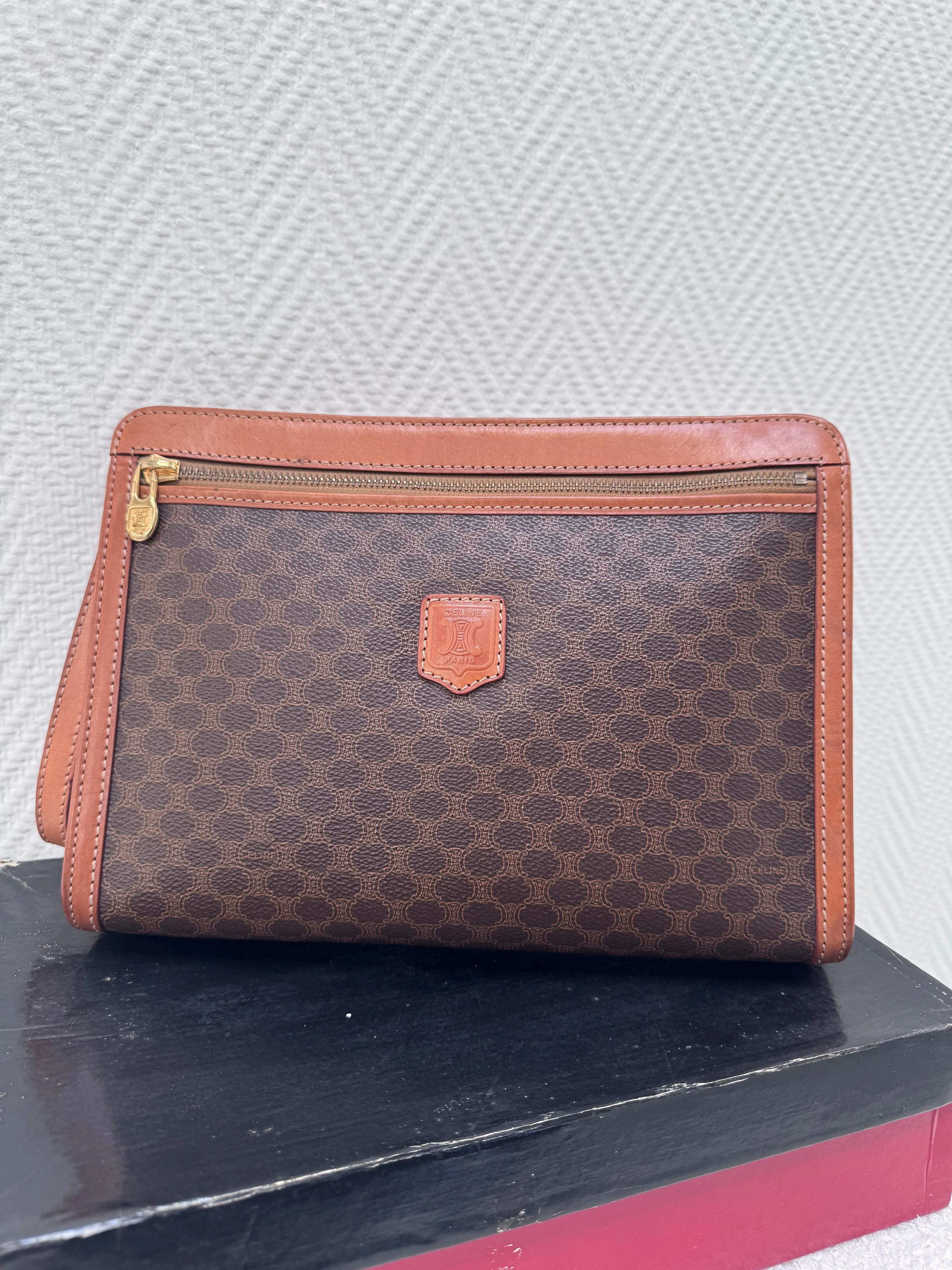 Céline Vintage Grande Pochette Macadam - Avec Boîte d'Origine