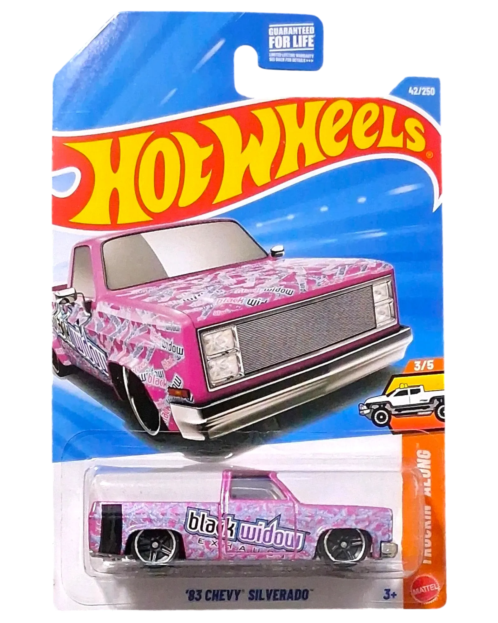 Hot Wheels '83 Chevy Silverado Black Widow Pink Truckin' Along #3/5 #42/250