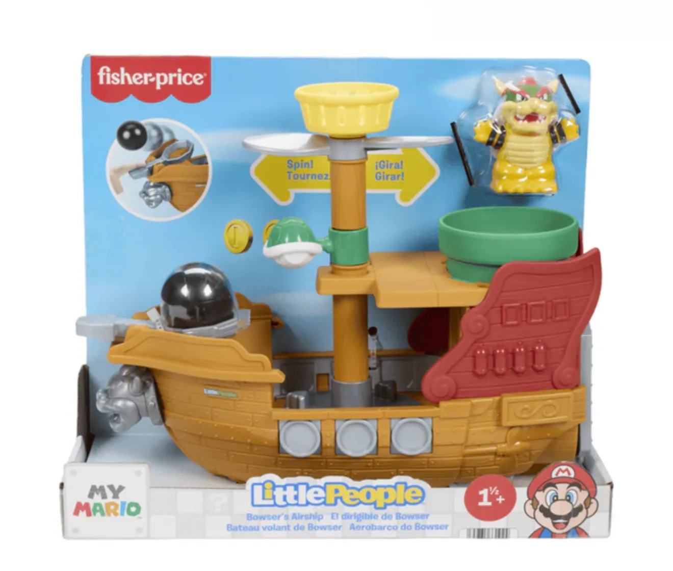 Fisher-Price Little People Bowser's Airship Mighty Playset With Figures
