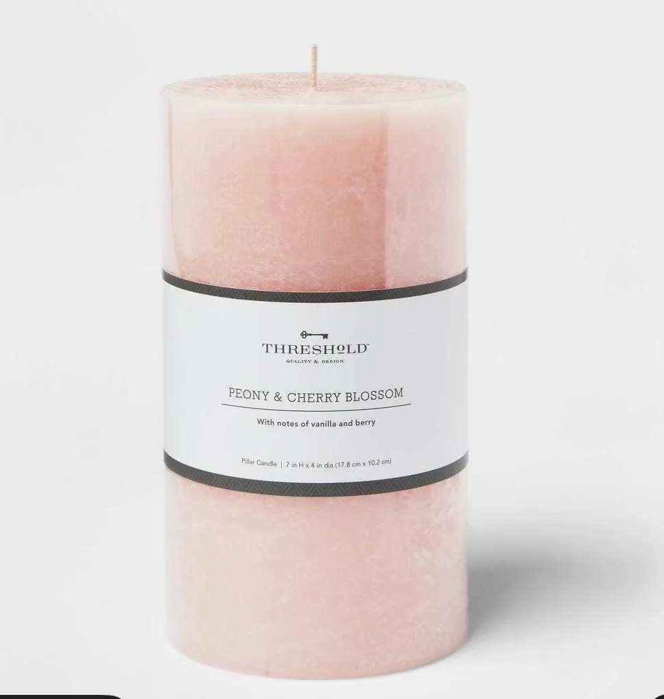 7” x 4” pillar scented candle - AS IS - SOME MINOR COSMETIC FLAWS