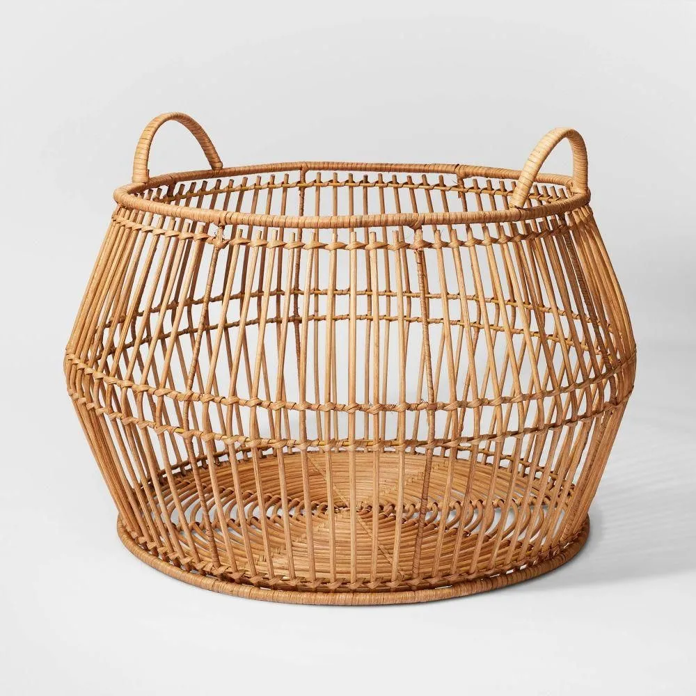 New without box - Round Modern Bulging Short Basket Light Stain - Threshold