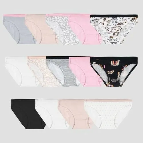 Fruit of the Loom Girls' 14pk Cotton Bikini Underwear - 10: Tagless